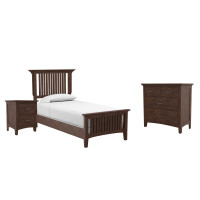 OSP Home Furnishings BP-4201-110K Modern Mission Twin Bedroom Set with 1 Nightstand and 1 Chest in Vintage Oak Finish